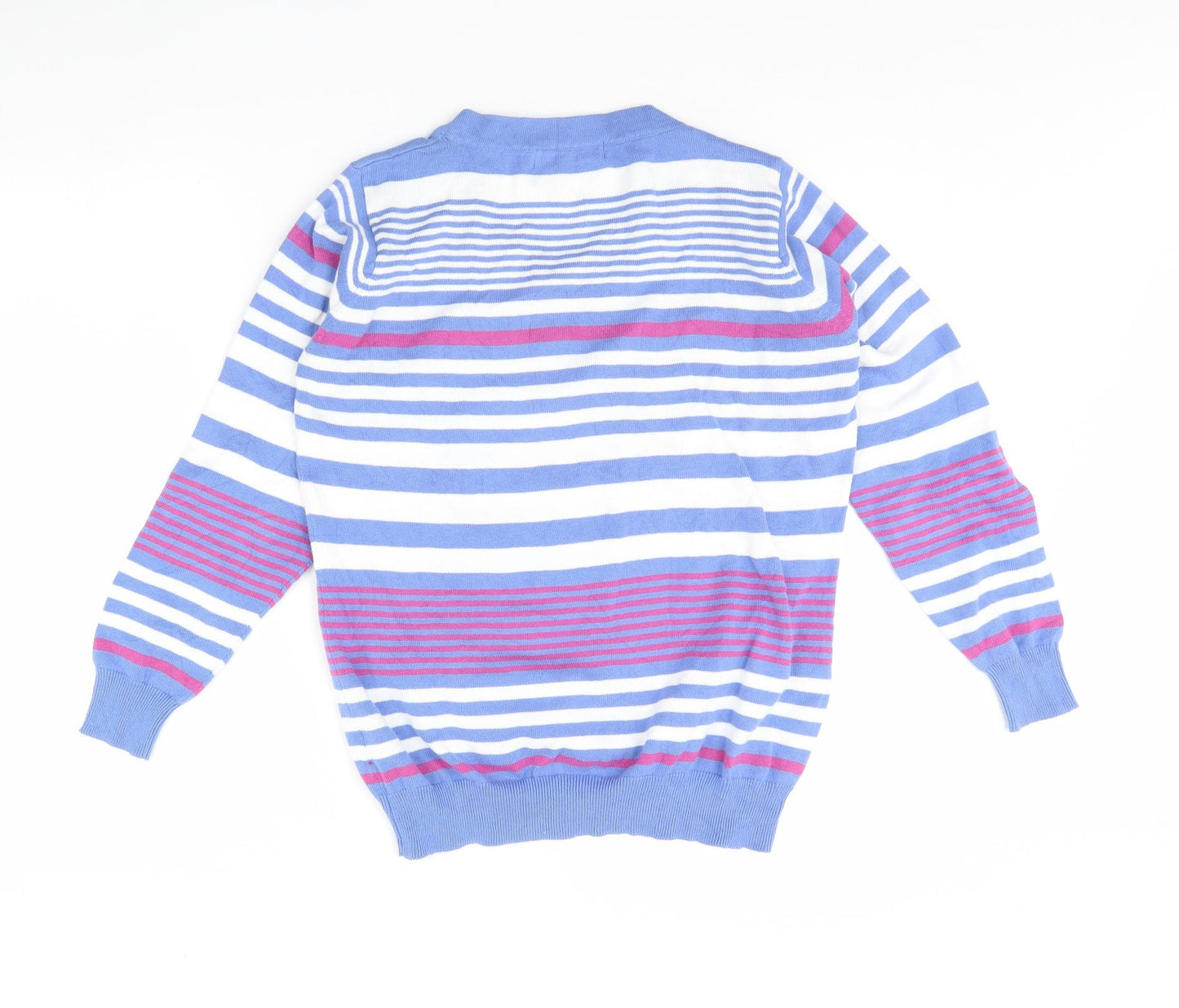 EWM Womens Blue Striped  Pullover Jumper Size M