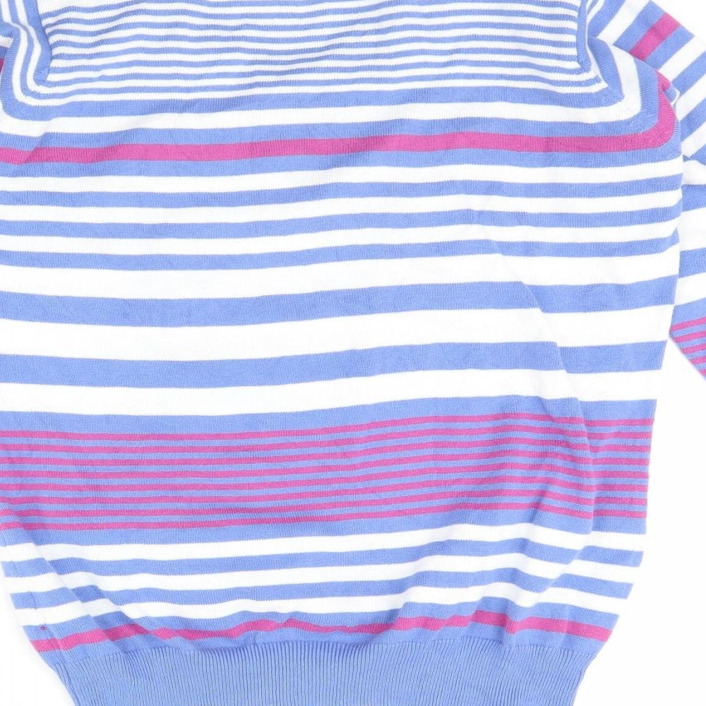 EWM Womens Blue Striped  Pullover Jumper Size M
