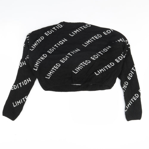 I SAW IT FIRST Womens Black Striped  Pullover Jumper Size 8
