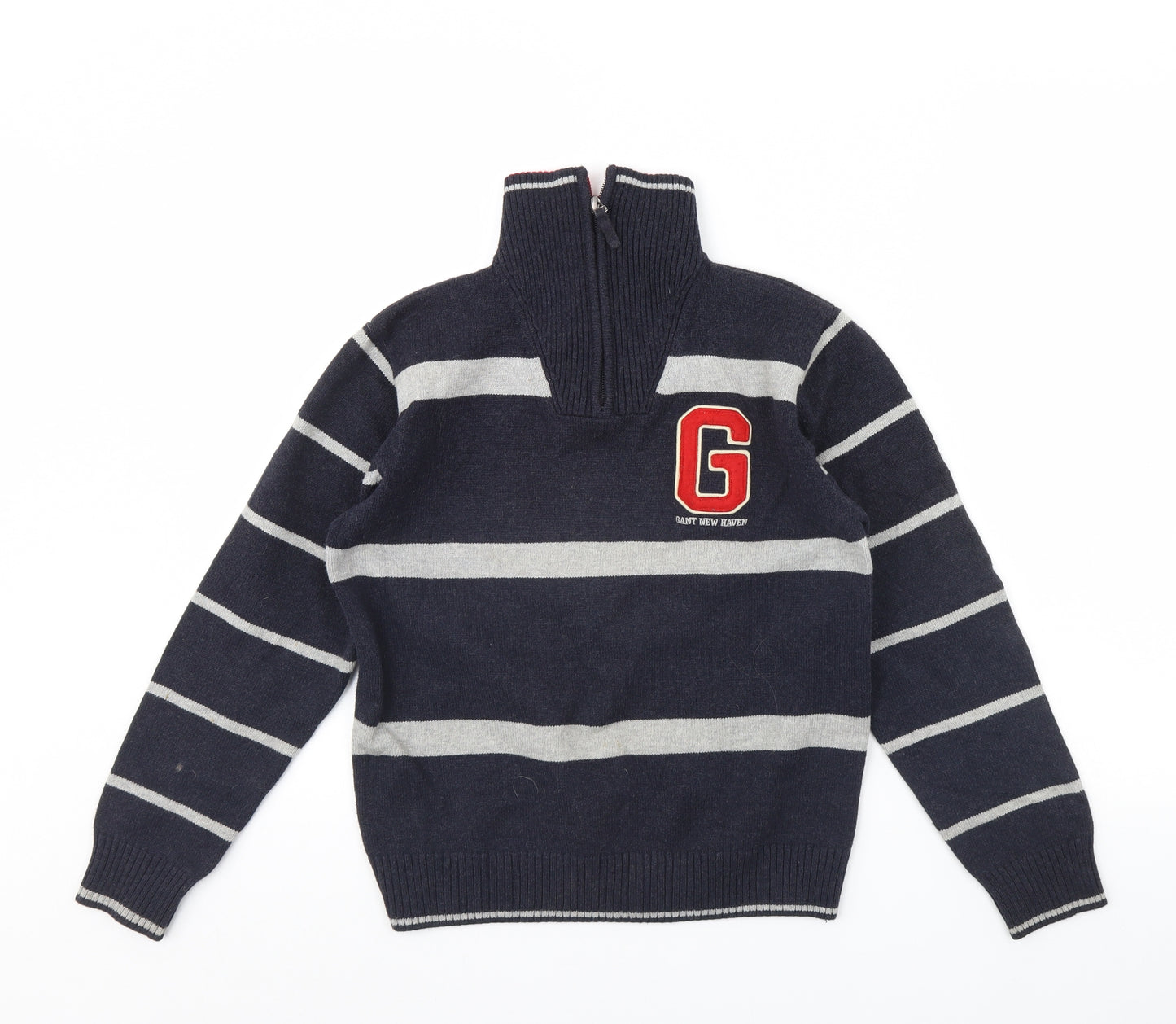 GANT Boys Blue Striped  Henley Jumper Size 11 Years