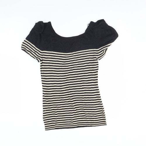 NEXT Womens Beige Striped  Basic Blouse Size 12