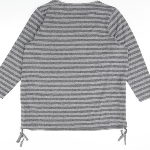 Yours Womens Grey Striped  Pullover Jumper Size 24
