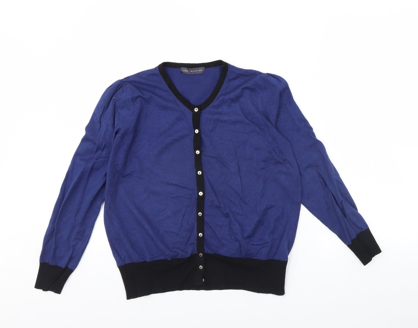 M&s Womens Blue   Cardigan Jumper Size 16