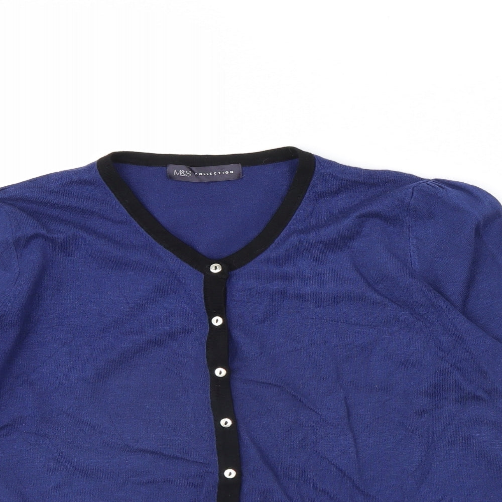 M&s Womens Blue   Cardigan Jumper Size 16