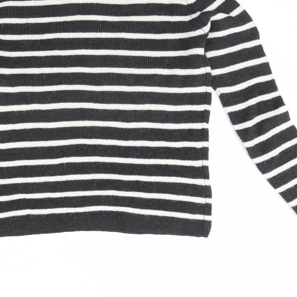 H&M Womens Black Striped  Pullover Jumper Size S