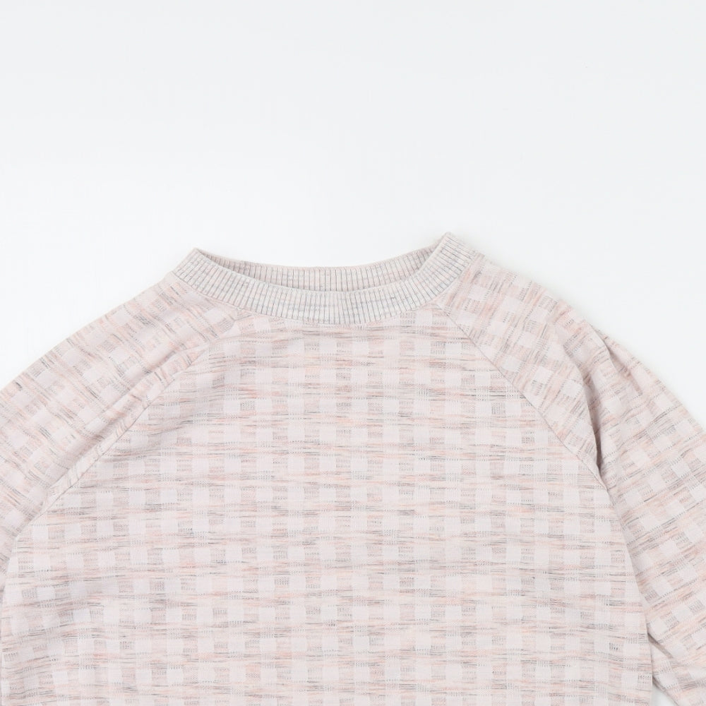 Preworn Womens Pink Plaid  Pullover Jumper Size S