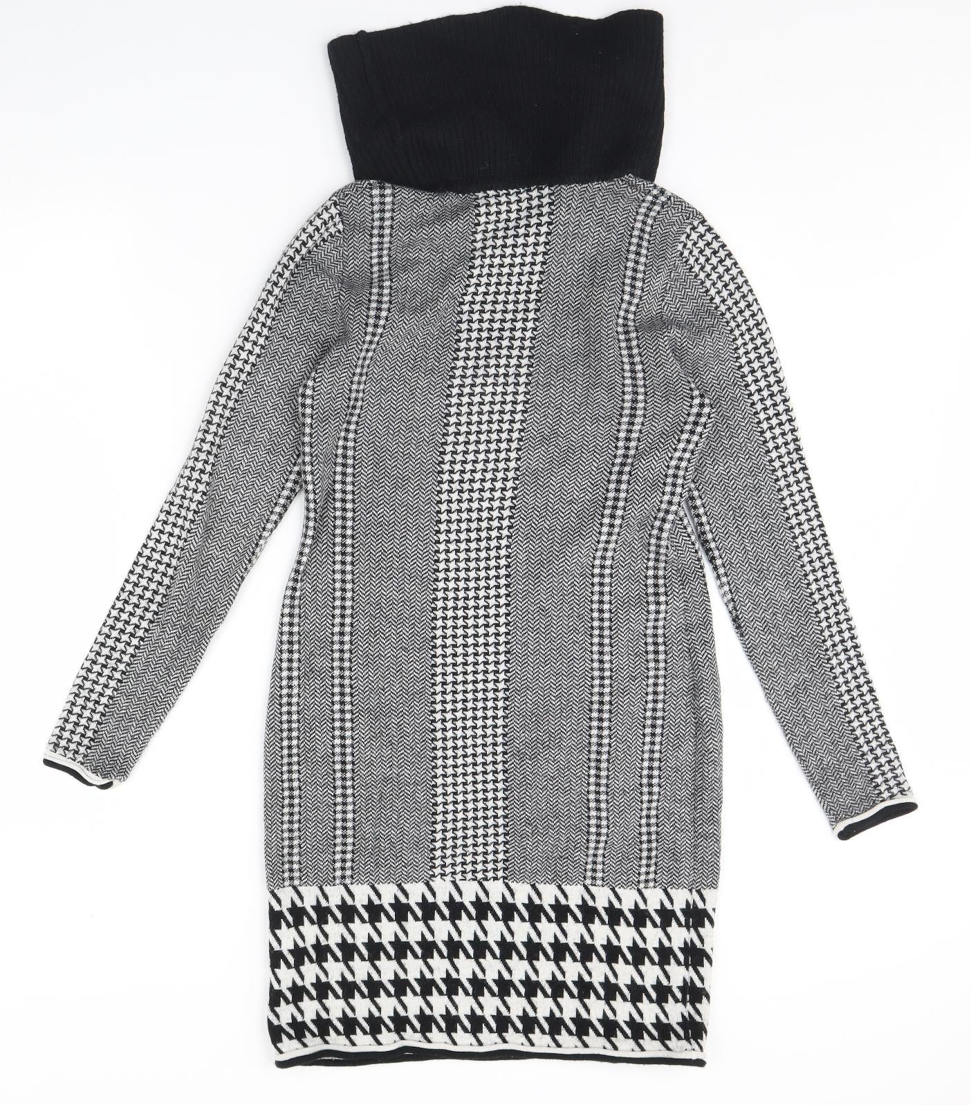 Premise Womens Black Herringbone  Jumper Dress  Size M