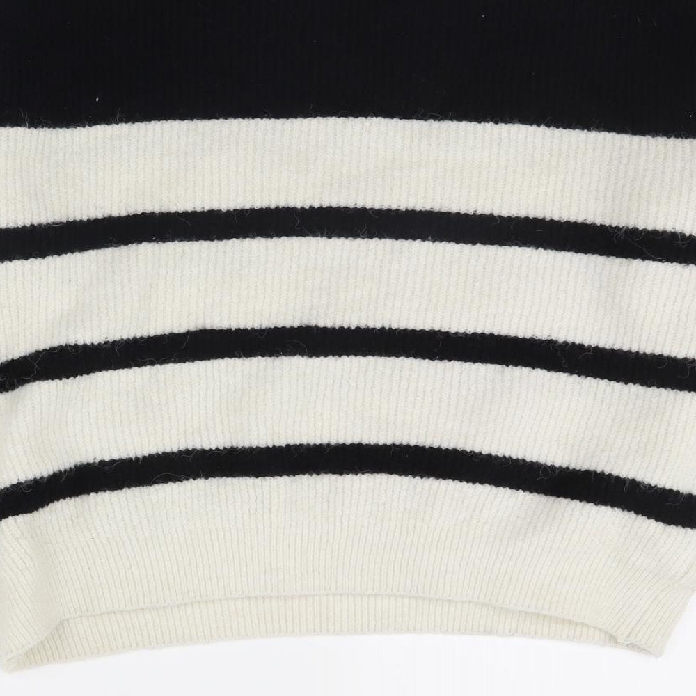 George Womens Black Striped  Pullover Jumper Size M