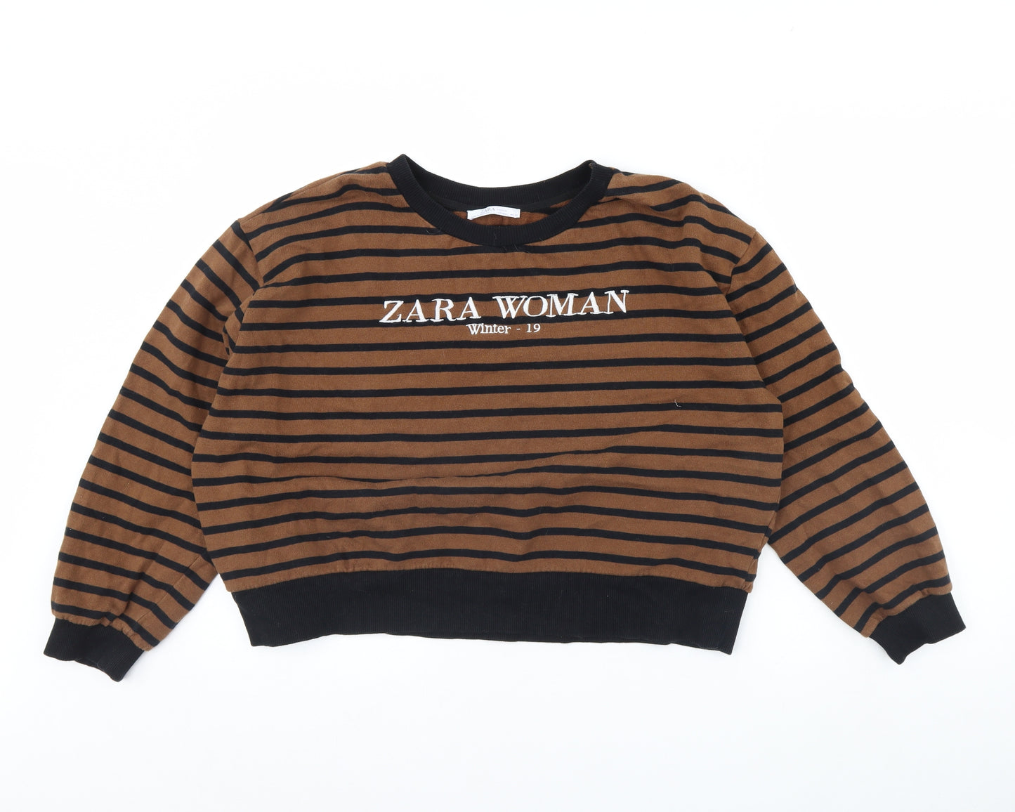Zara Womens Brown Striped  Pullover Jumper Size L