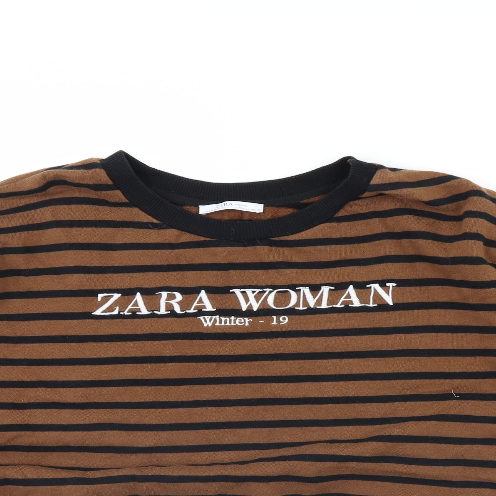 Zara Womens Brown Striped  Pullover Jumper Size L
