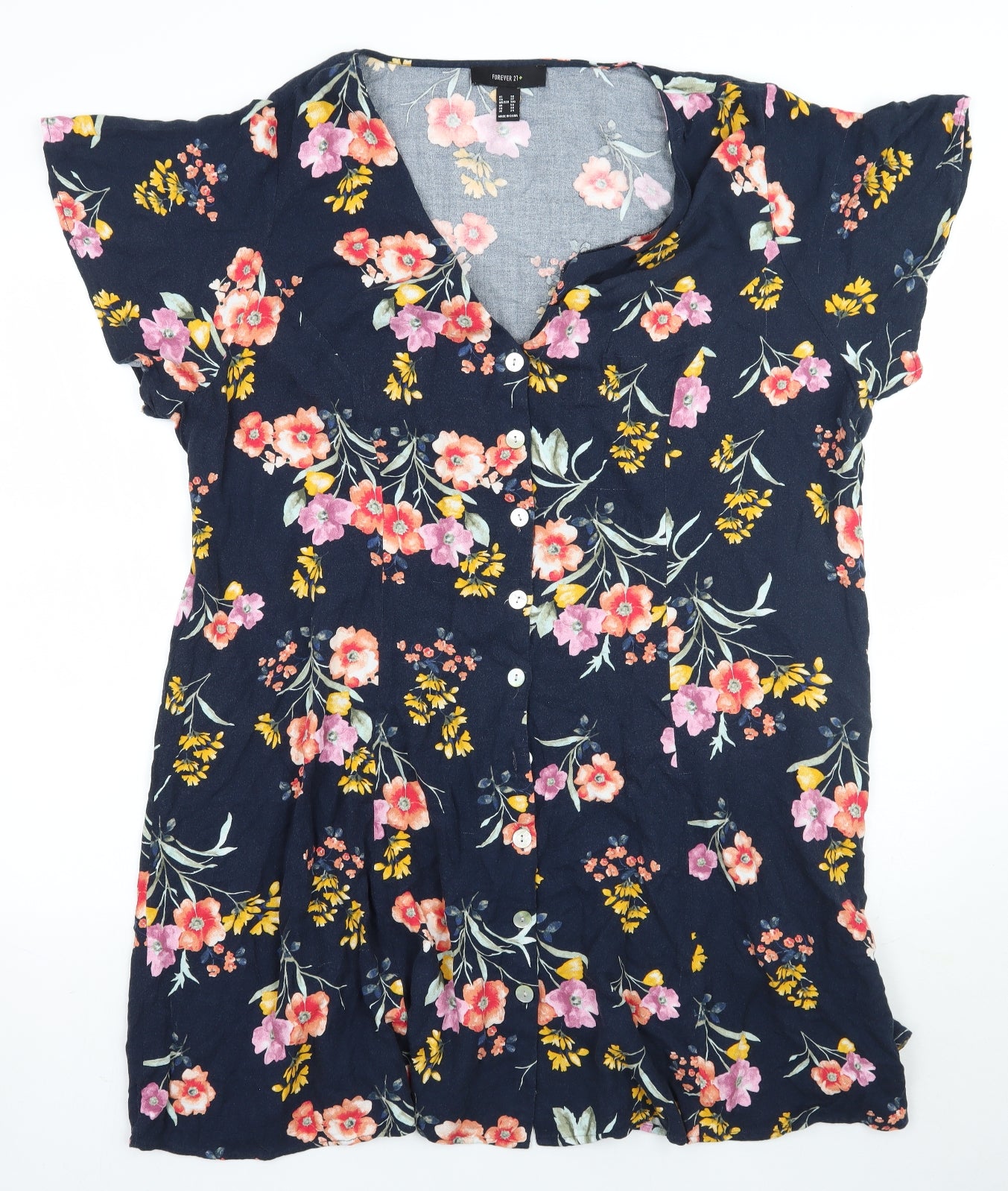 Forever 21+  Womens Blue Floral  A-Line  Size 3XL