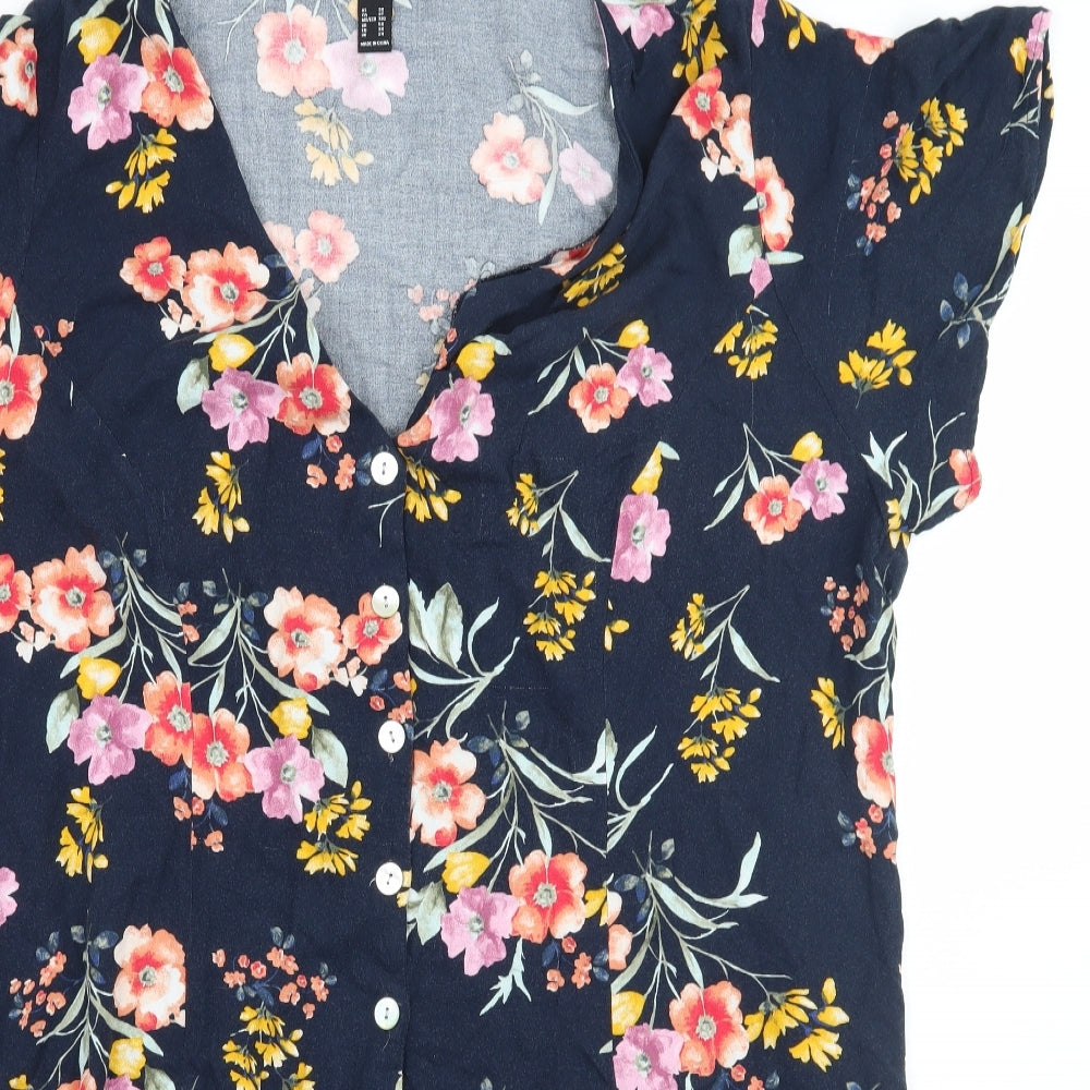 Forever 21+  Womens Blue Floral  A-Line  Size 3XL