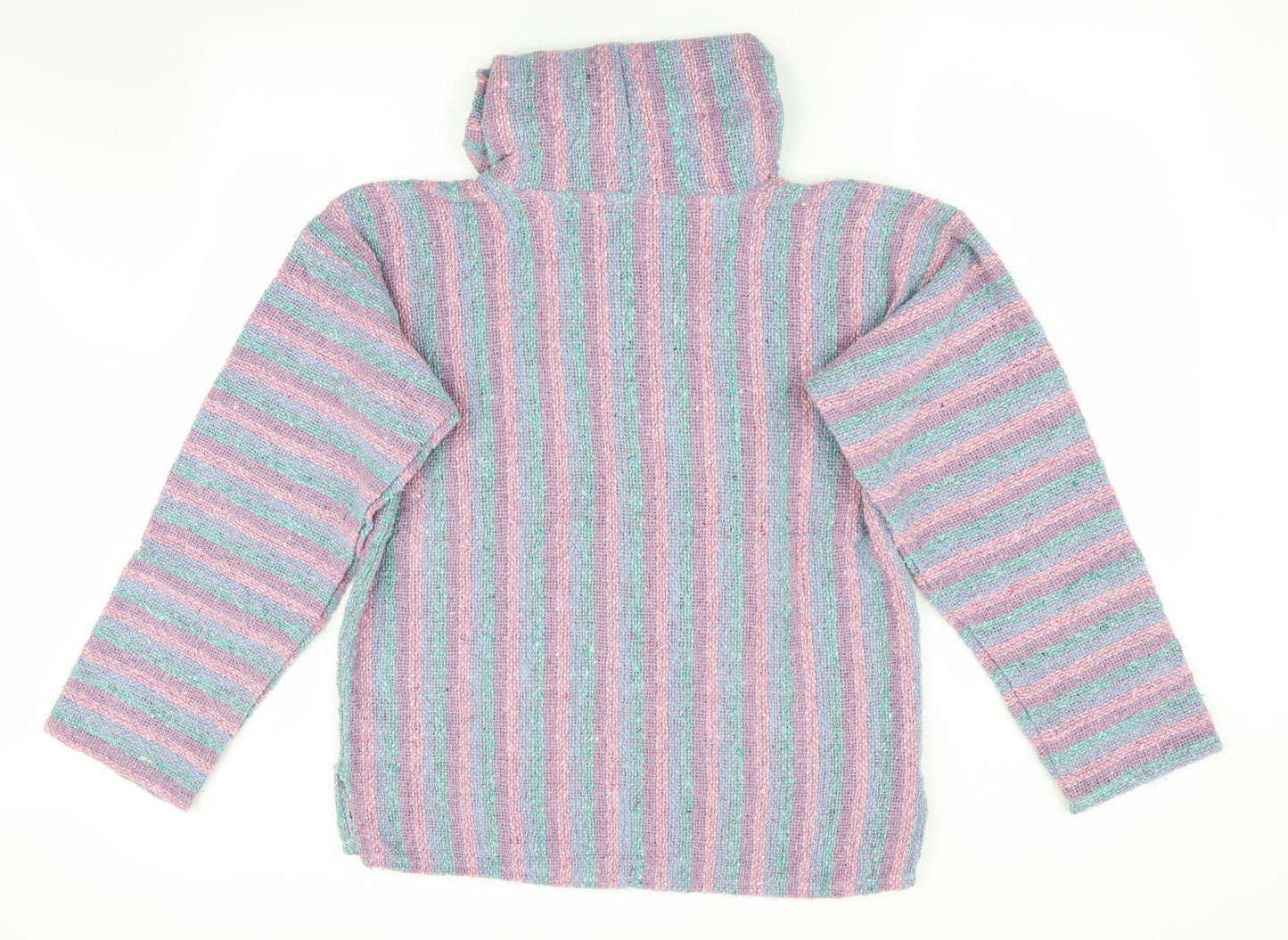 Siesta Womens Purple Striped  Pullover Hoodie Size M