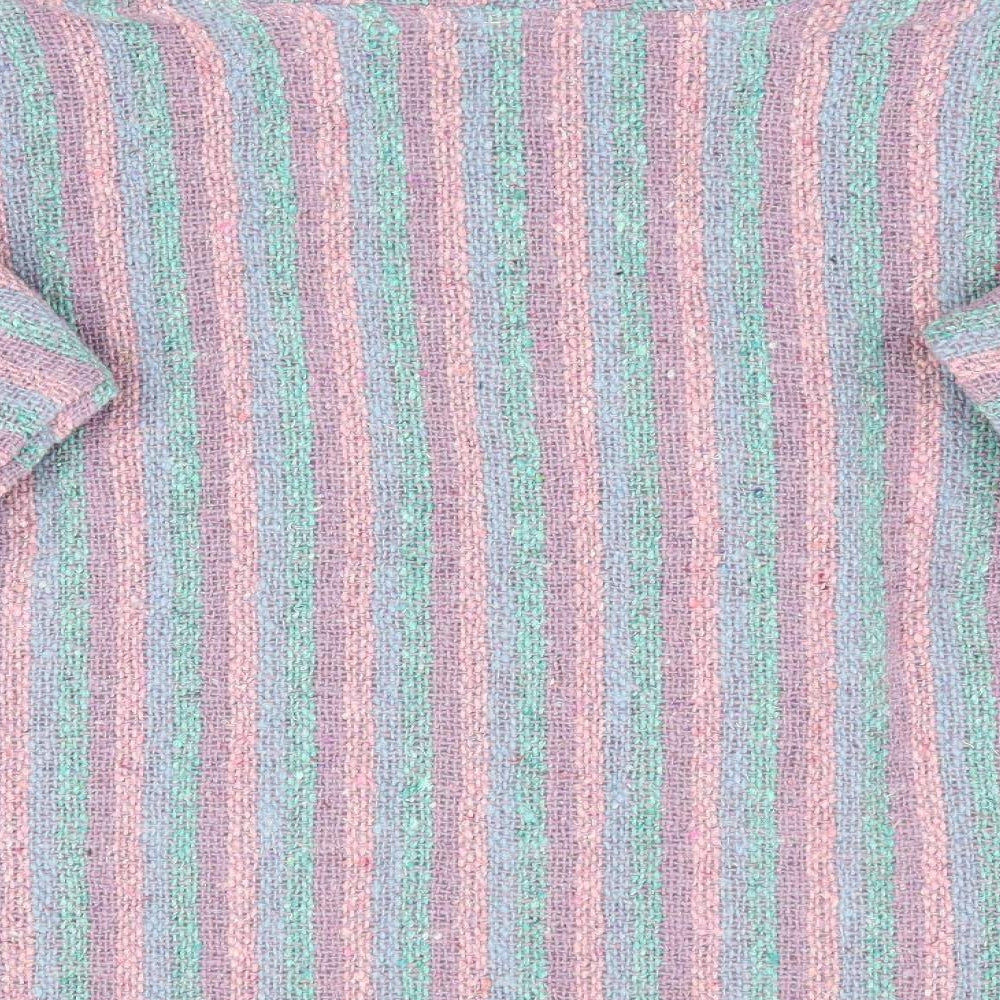 Siesta Womens Purple Striped  Pullover Hoodie Size M