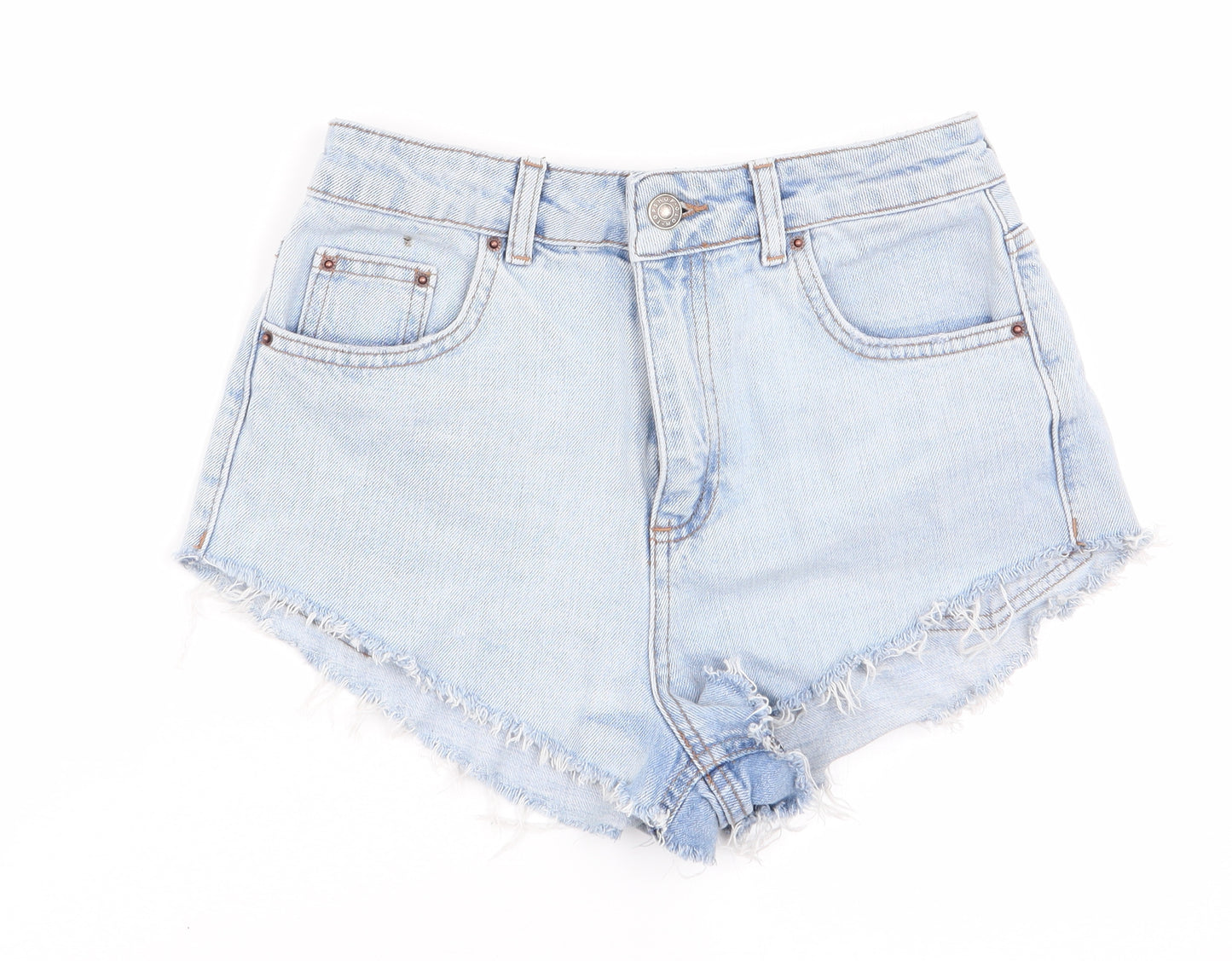 Topshop Womens Blue   Hot Pants Shorts Size 8 - Freyed Hems