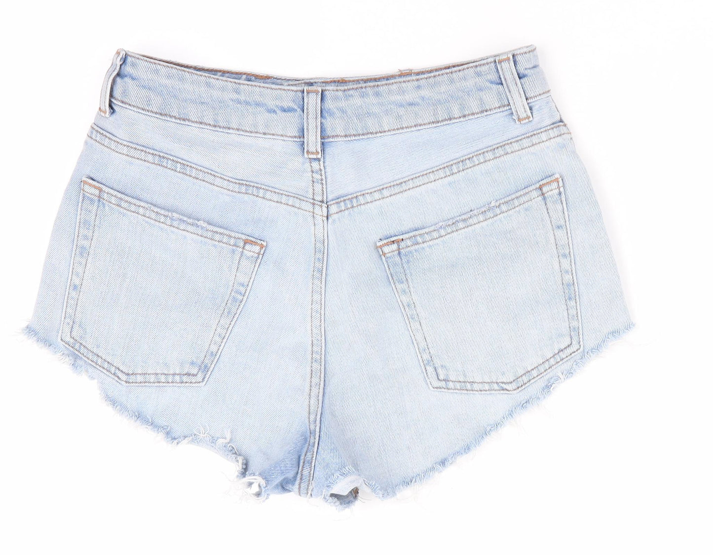 Topshop Womens Blue   Hot Pants Shorts Size 8 - Freyed Hems