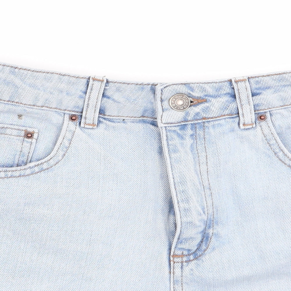 Topshop Womens Blue   Hot Pants Shorts Size 8 - Freyed Hems
