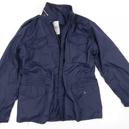 Preworn Mens Blue   Anorak Coat Size L  - concealed hood