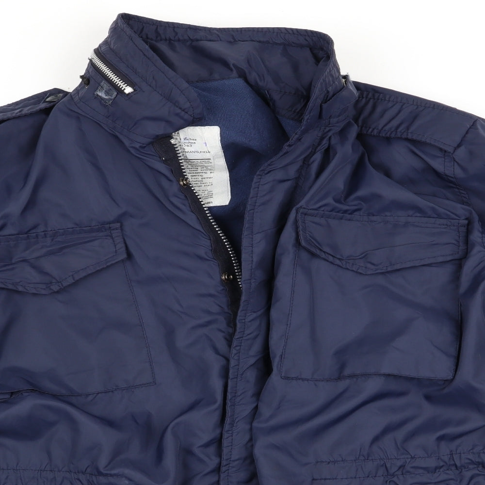 Preworn Mens Blue   Anorak Coat Size L  - concealed hood