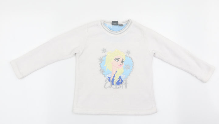 Disney by Primark Girls White Solid   Pyjama Top Size 5-6 Years  - Elsa Frozen