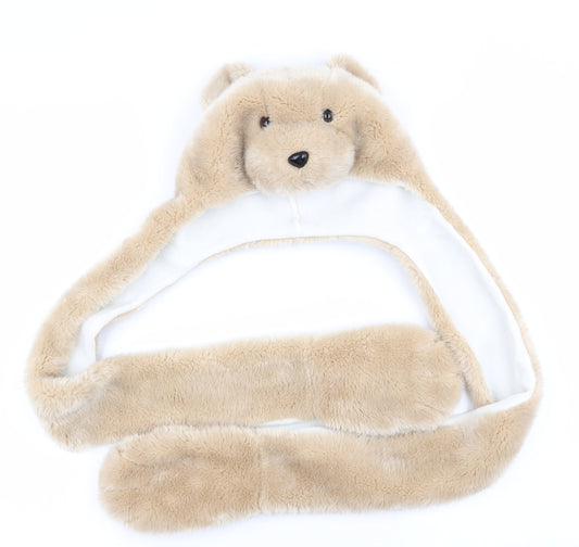 Preworn Girls Beige Animal Print   Scarves & Wraps One Size  - Scarf & Hat in one - Bear