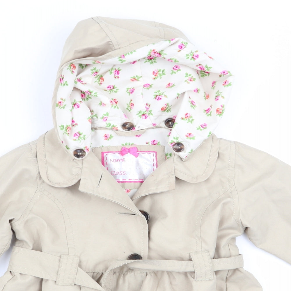 Mothercare Girls Beige   Trench Coat Coat Size 2-3 Years