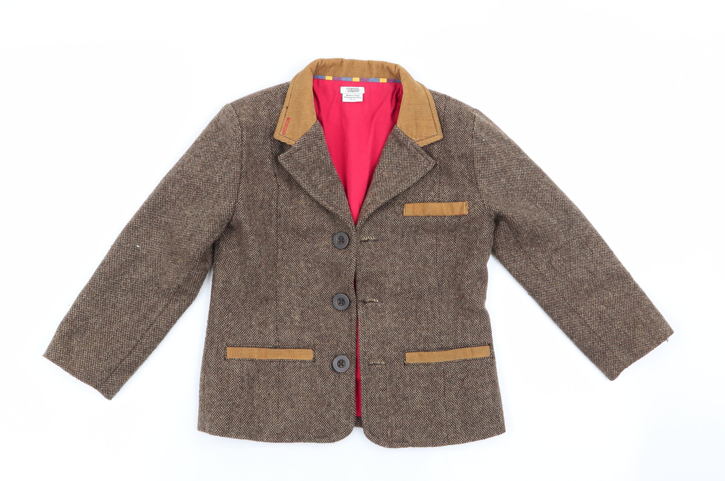 mamas & papas Boys Brown Houndstooth  Jacket  Size 4-5 Years  - Hacking Style Jacket