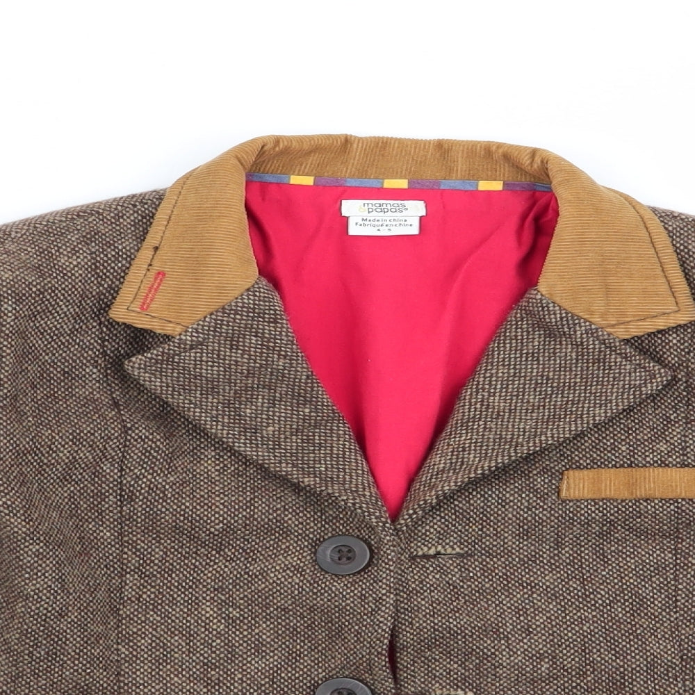 mamas & papas Boys Brown Houndstooth  Jacket  Size 4-5 Years  - Hacking Style Jacket