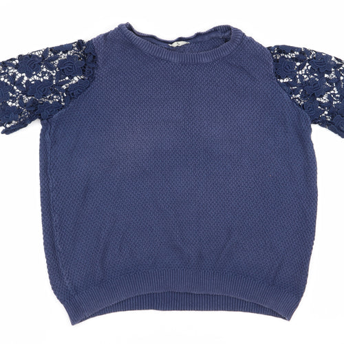 TU Womens Blue   Pullover Jumper Size 12  - Lace sleeves