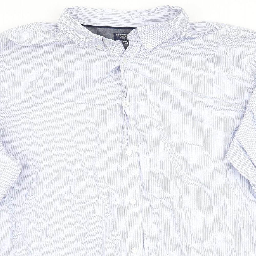 Boston Crew Mens Blue Striped   Button-Up Size 3XL