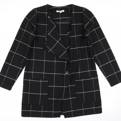 Peacocks Womens Black Check  Overcoat Coat Size 8