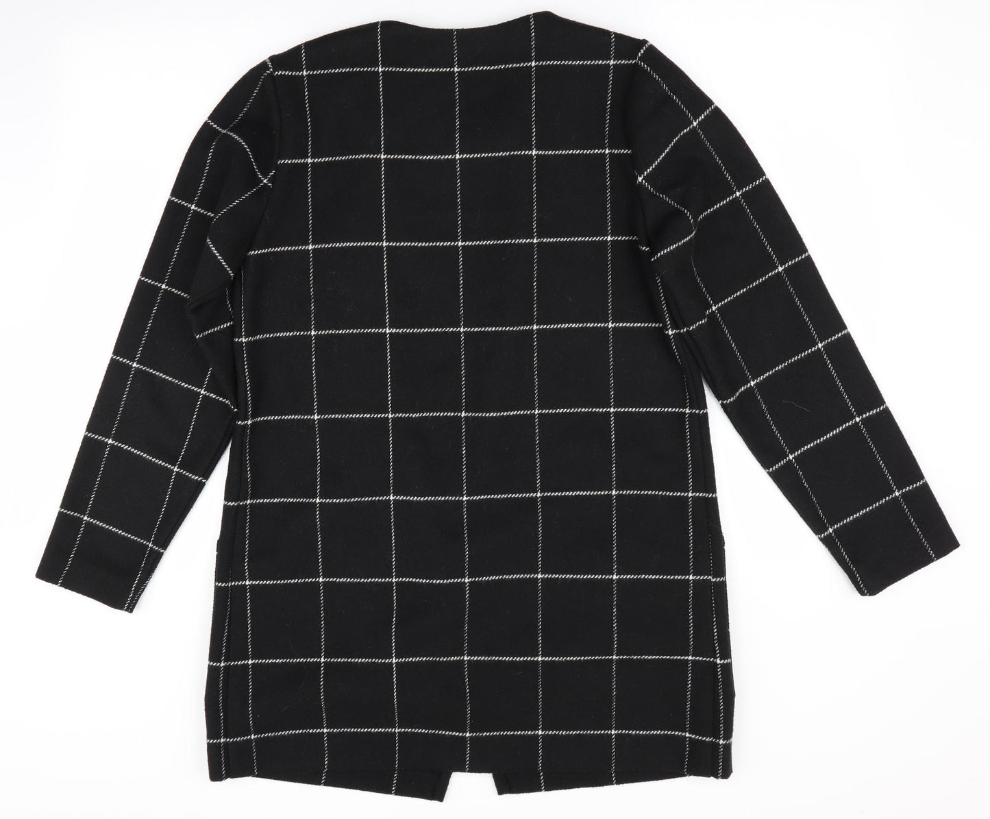 Peacocks Womens Black Check  Overcoat Coat Size 8