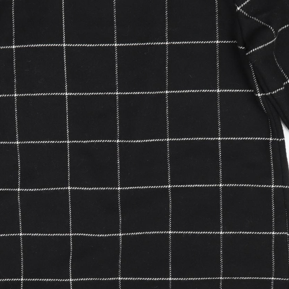 Peacocks Womens Black Check  Overcoat Coat Size 8