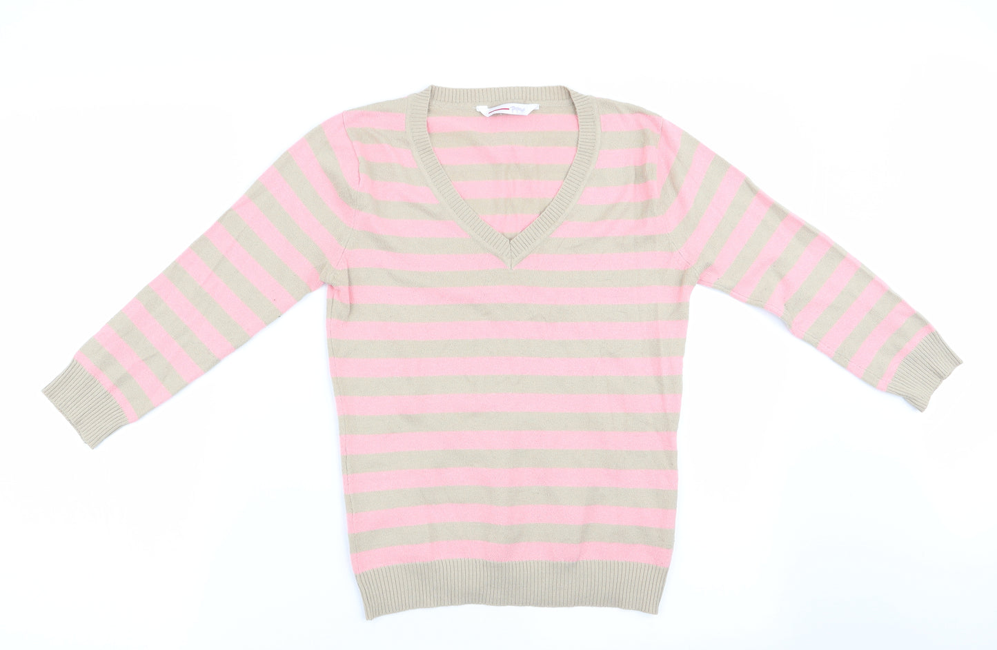 Papaya Womens Pink Striped  Pullover Jumper Size 10