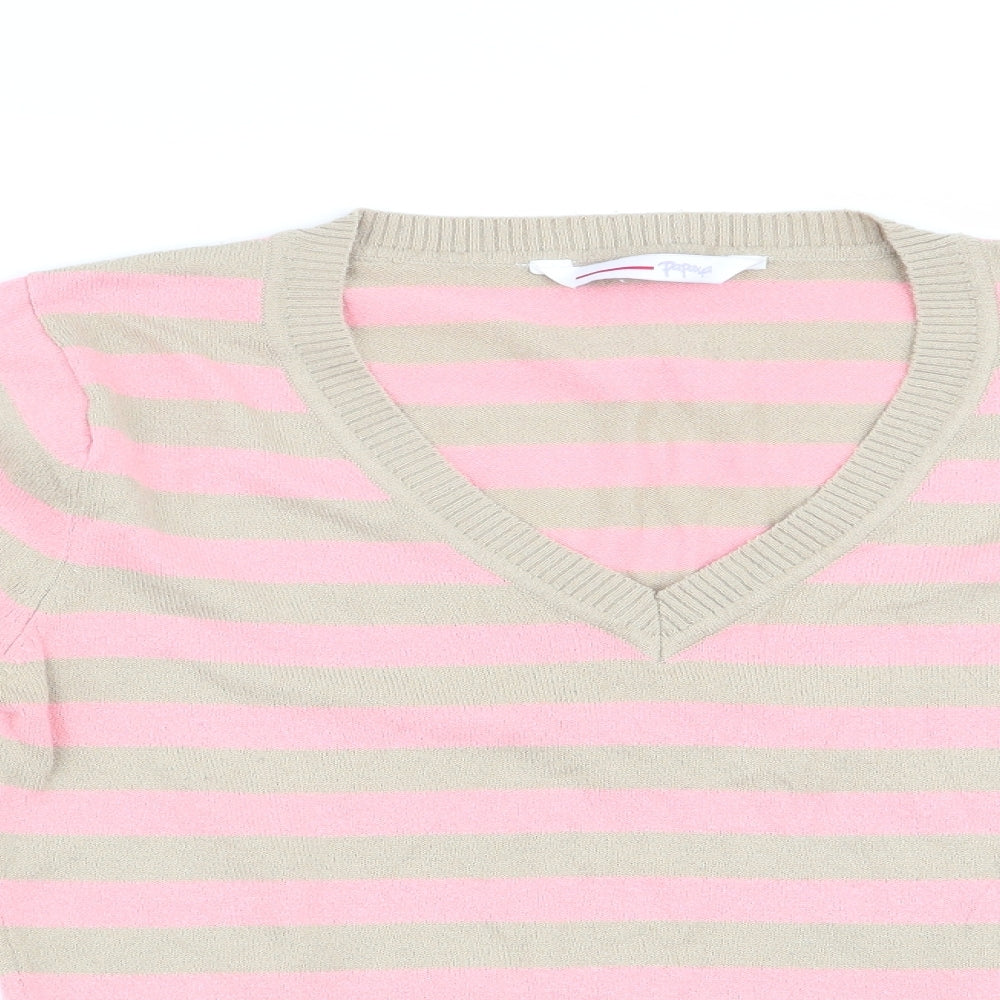 Papaya Womens Pink Striped  Pullover Jumper Size 10