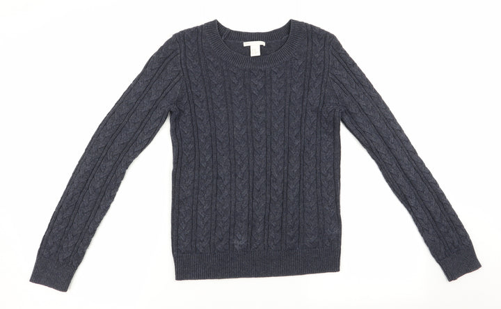 H&M Womens Blue Pullover Jumper Size 4 - Cable knit