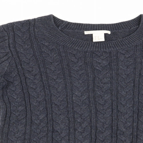 H&M Womens Blue   Pullover Jumper Size 4  - Cable knit