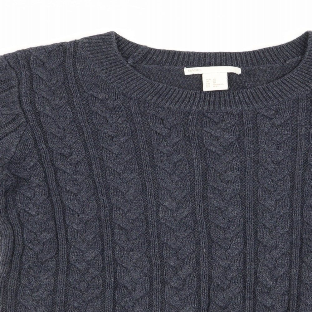 H&M Womens Blue   Pullover Jumper Size 4  - Cable knit