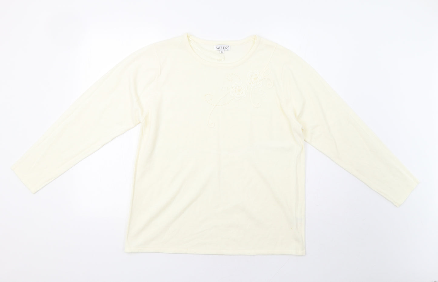 Fay Louise Womens Ivory   Pullover Jumper Size XL  - Embroidered Detail
