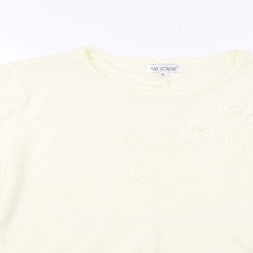 Fay Louise Womens Ivory   Pullover Jumper Size XL  - Embroidered Detail