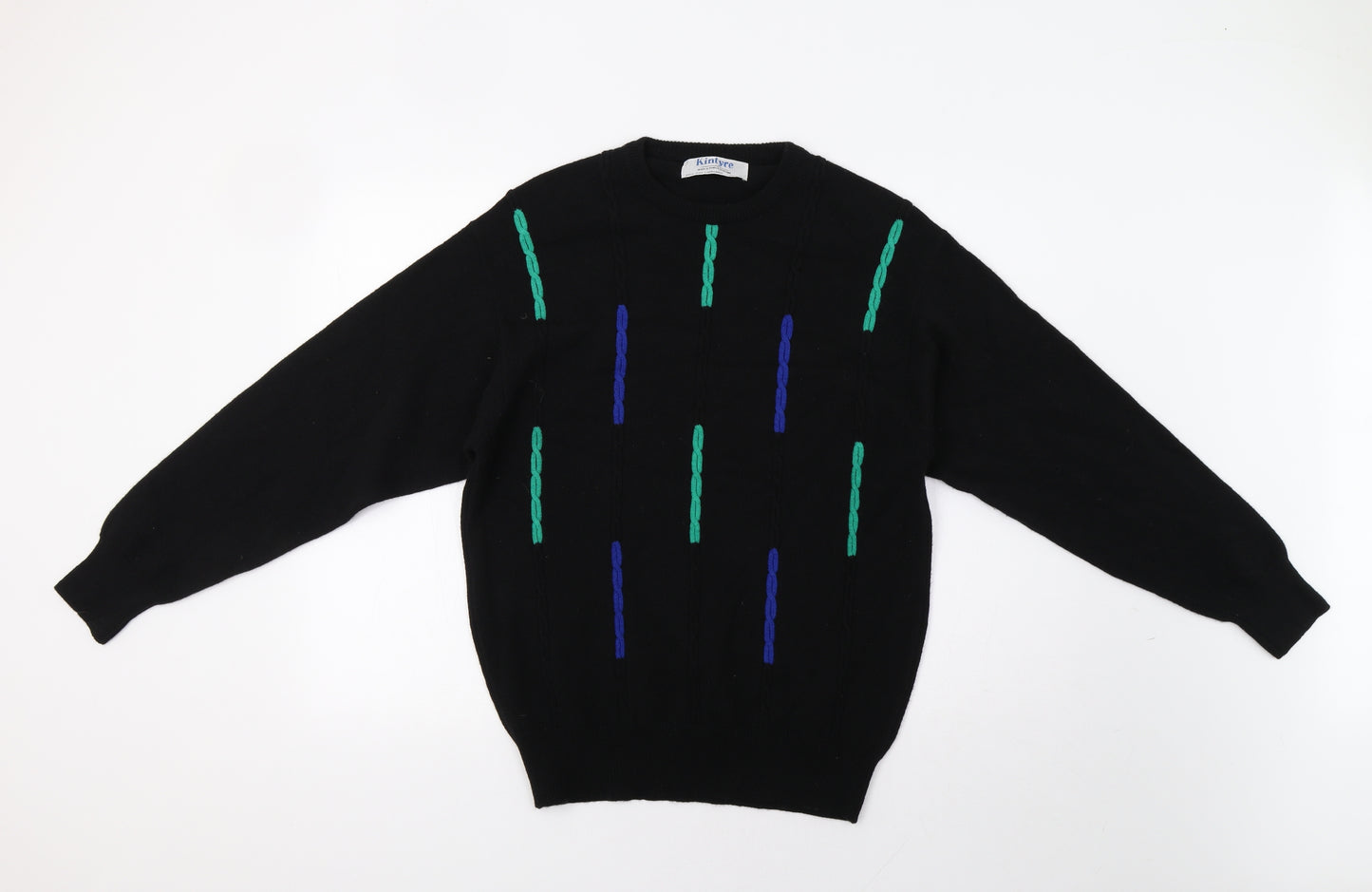 Kintyre Womens Black Geometric  Pullover Jumper Size L