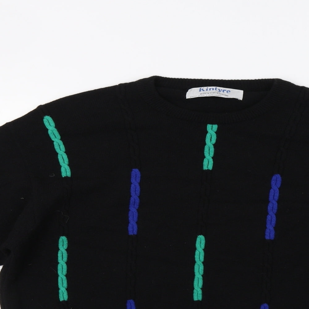 Kintyre Womens Black Geometric  Pullover Jumper Size L