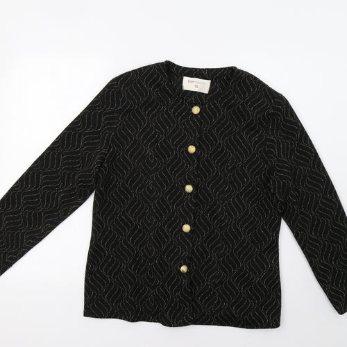 Bonmarché Womens Black Geometric  Jacket Blazer Size 16