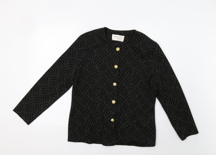 Bonmarché Womens Black Geometric  Jacket Blazer Size 16