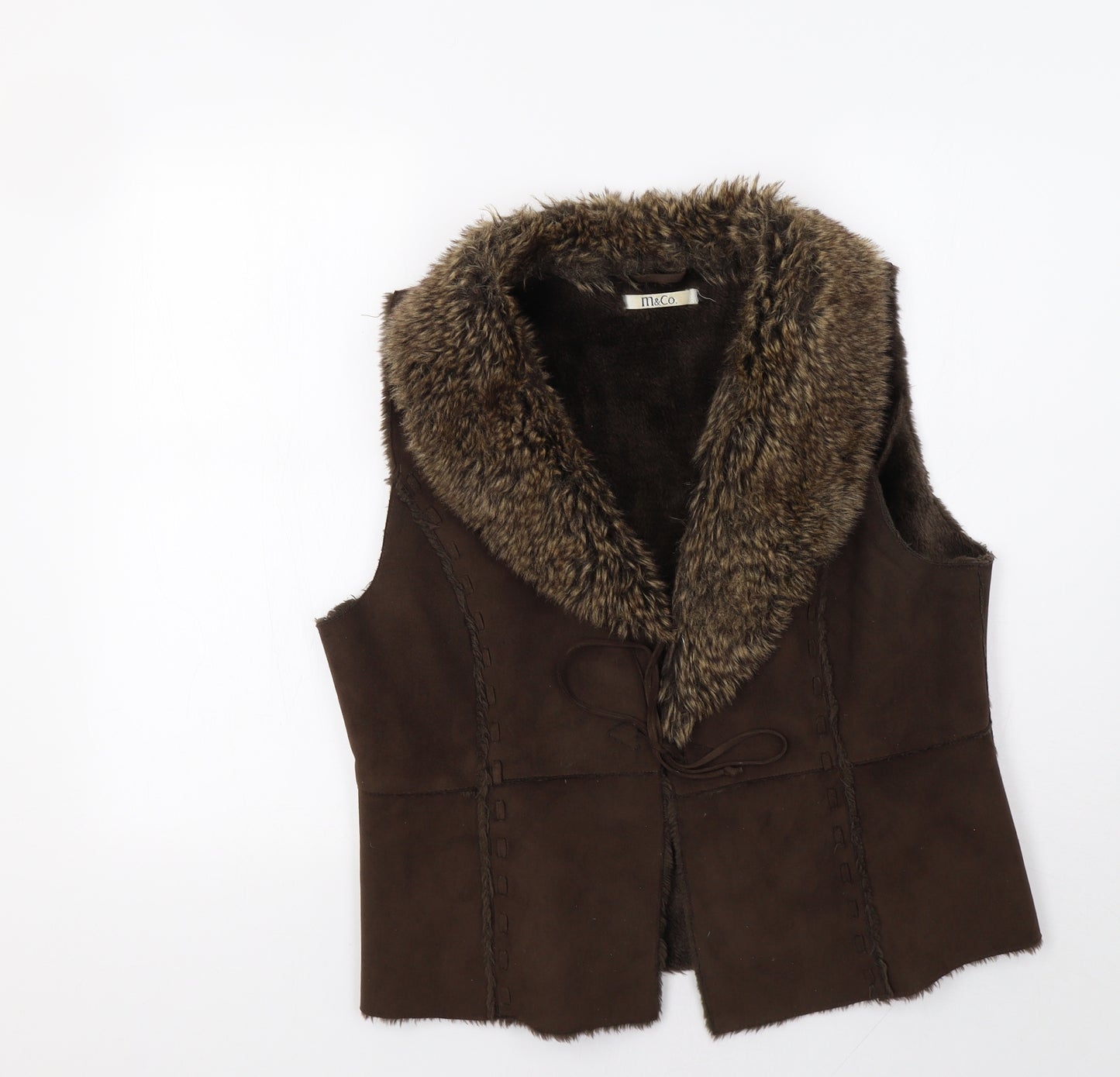 M&Co Womens Brown   Gilet Waistcoat Size 16