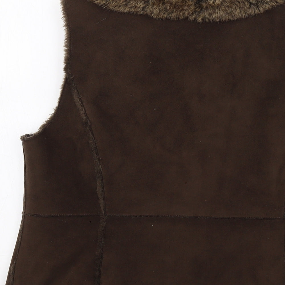 M&Co Womens Brown   Gilet Waistcoat Size 16