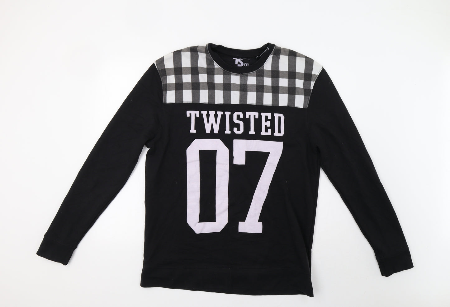 Twisted Soul Mens Black Check  Pullover Sweatshirt Size XL