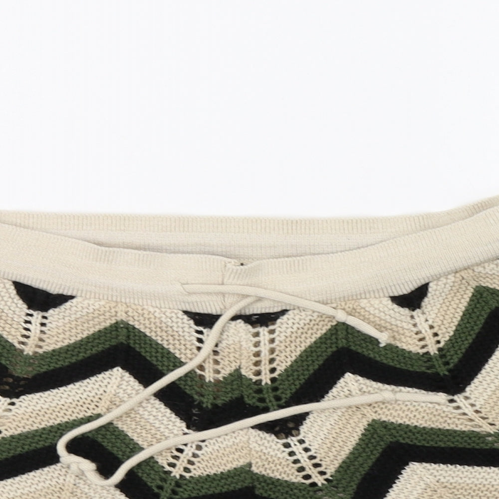QED London Womens Green Striped  Hot Pants Shorts Size M