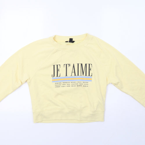 New Look Womens Yellow   Pullover Sweatshirt Size 8  - Je T'aime
