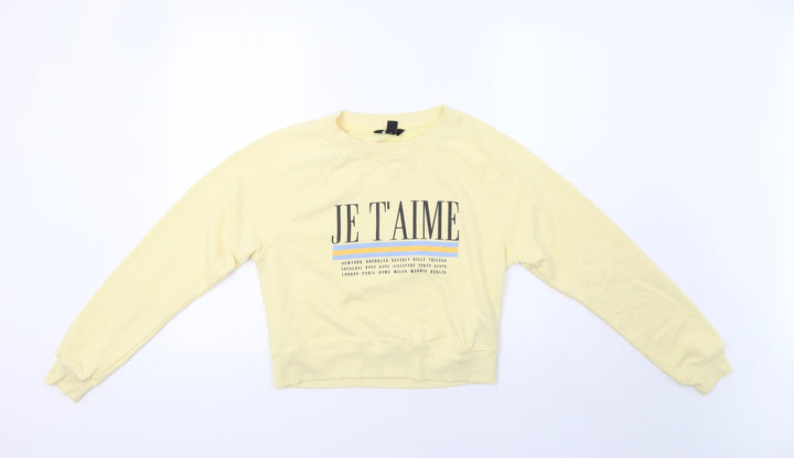 New Look Womens Yellow   Pullover Sweatshirt Size 8  - Je T'aime